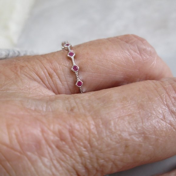 Dainty 925 Sterling RUBY Eternity Ring>925 RUBY Ring,Sterling Ruby Ring,925 ring - Picture 2 of 6